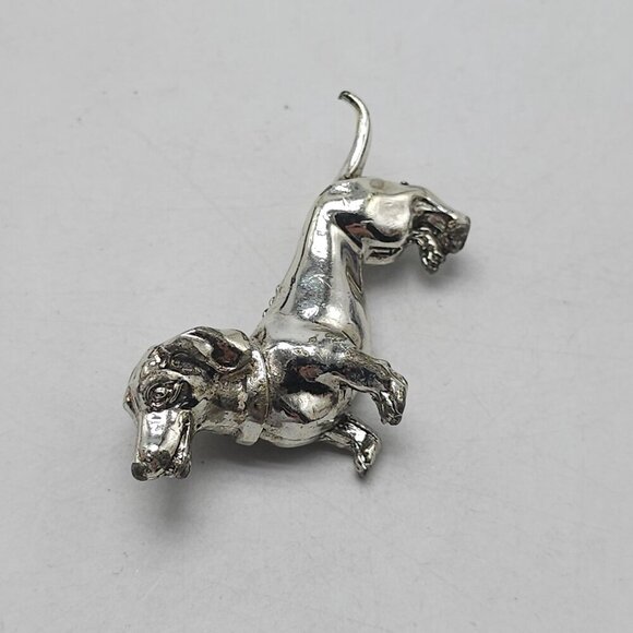 Silver Tone Dachshund Dog Pin Brooch Vintage - Picture 2 of 5